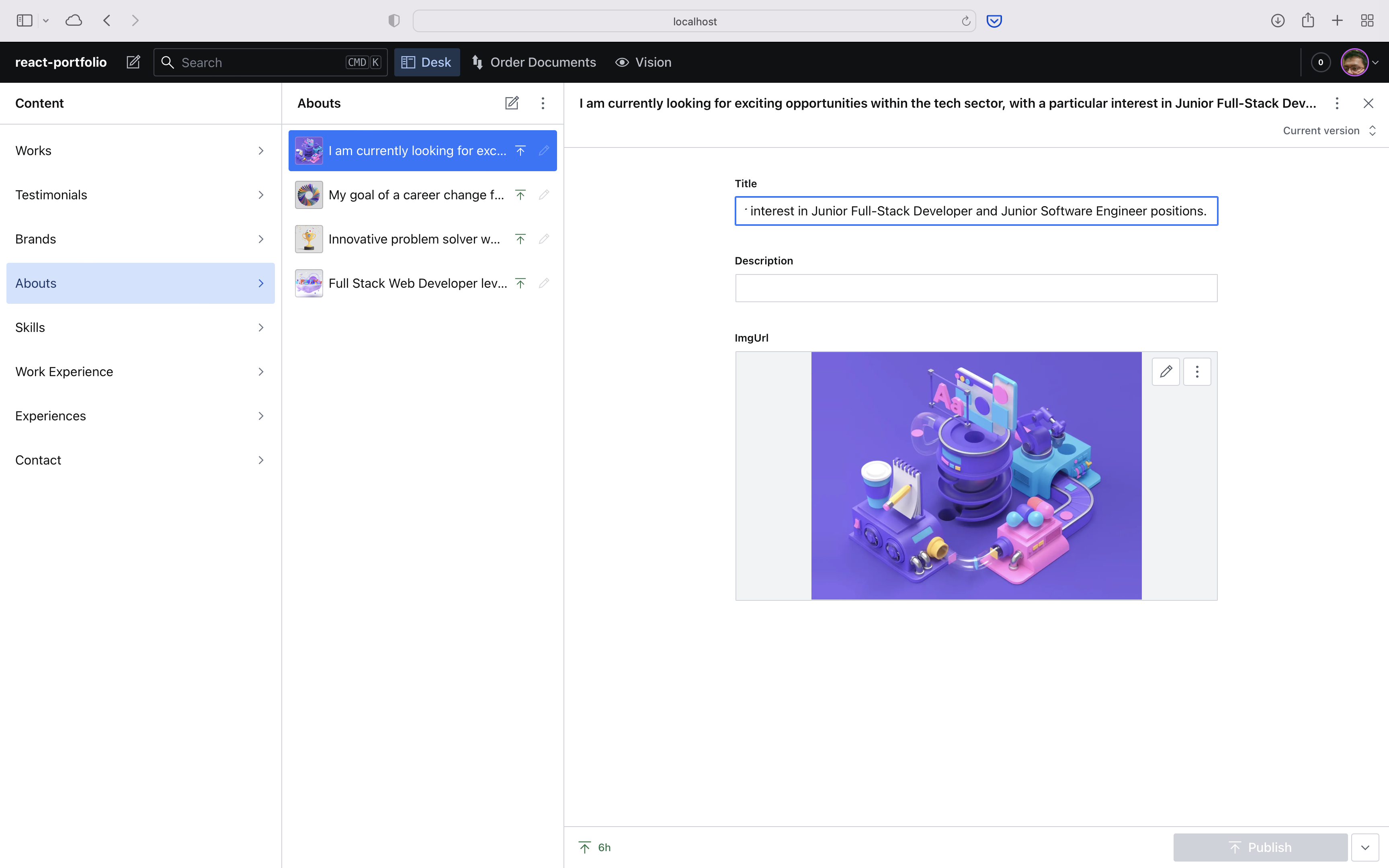 Sanity CMS - Add a new animated card in the about section