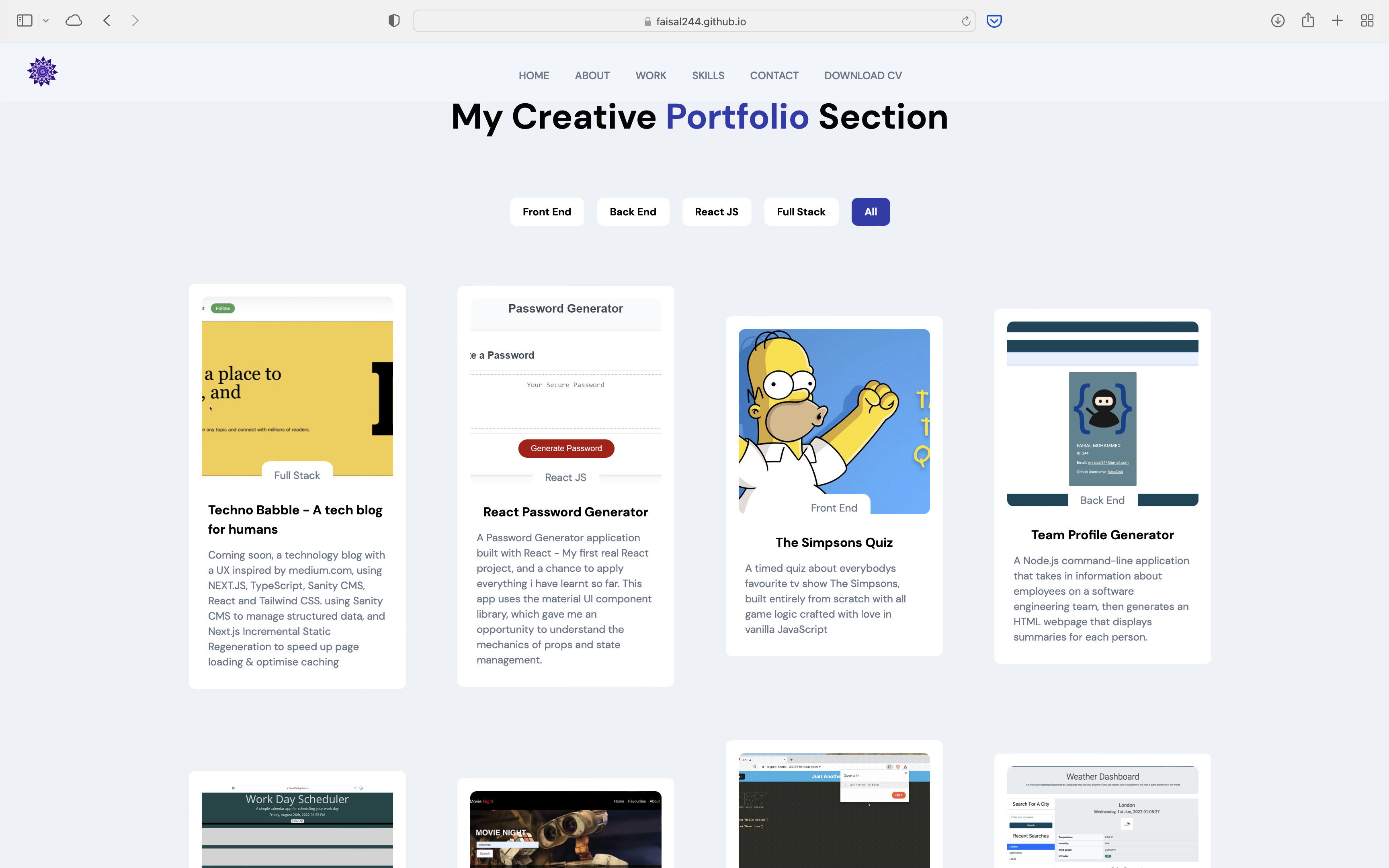 My creative portfolio section